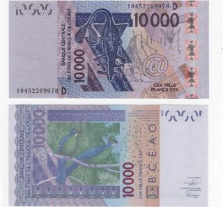 West African St.  - Mali - 10000 Francs 2018 Aunc Letter D Lemberg - Zp