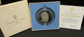 1973 Republic Of Panama 20 Balboas Silver Proof Coin -