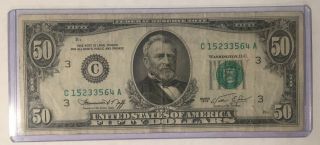 Federal Reserve Series 1974 Fifty Dollar Bill Old Currency Small Head $50