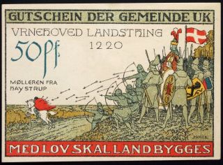 Uk 1920 " Plebiscite Note " Complete Set Of One German Notgeld Uge Denmark
