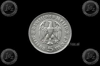 Germany Iii Reich Reichsmark 1936 F (hindenburg) Silver Coin (km 86) Xf
