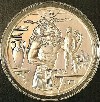 2 Oz Khnum.  999 Silver Round Egyptian Gods Series 4 In Capsule