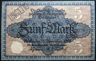 Apolda 1918 5 Mark Grossnotgeld German Notgeld Banknote D - 15084