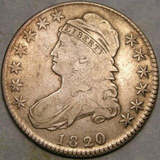 1820/19 Capped Bust Letterd Edge Silver Half Dollar Appealing Scarce Overton—102