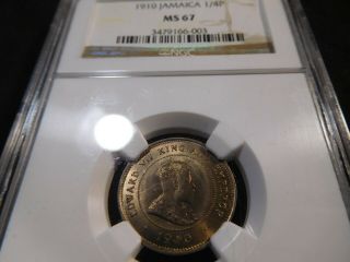 K30 British Jamiaca 1910 Farthing Ngc Ms - 67 Tied For Finest
