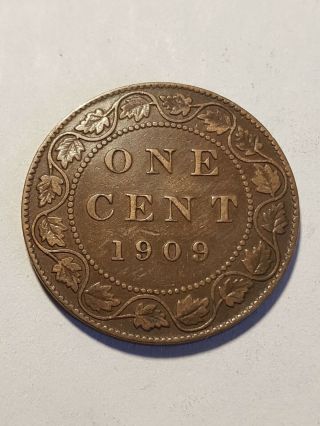 Canada 1 Cent 1909 Edward Vii Large Cent Copper Penny Coin