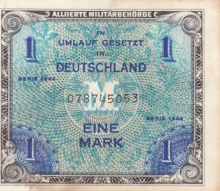 1 Mark Very Fine Banknote From Allied Military In Germany 1944 Pick - 192