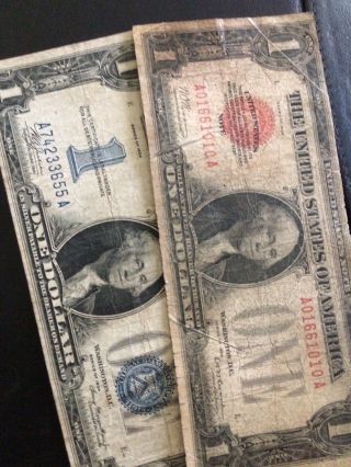 1928 $1 United States Note And 1934 $1 Silver Certificate Funny Back Notes 3