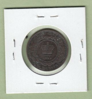 1864 Nova Scotia One Cent Bronze Coin - VG - 10 2