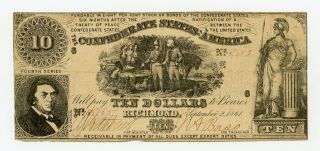 1861 T - 30 $10 The Confederate States Of America Note - Civil War Era