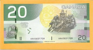 2004 CANADIAN 20 DOLLAR BILL ARA5831709 CRISP (UNC) 2