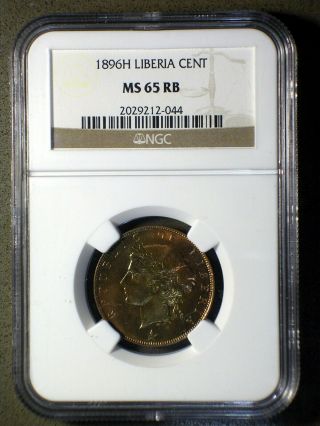 Republic Of Liberia 1896 1 Cent Ngc Ms - 65rb Scarce Low Mintage One Year Type