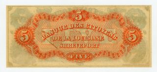 1860 $5 The Citizens ' Bank of LOUISIANA at Shreveport Note CU 2