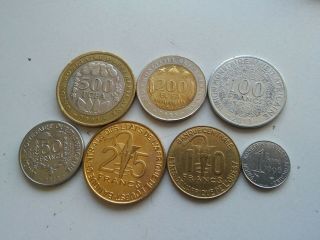 Quest Central Africa Set Of 7 Coins 500,  200,  100,  50,  25,  10,  1 Francs 1996 - 2015