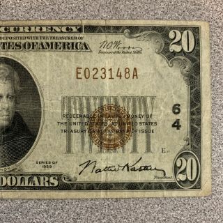 US National Currency $20 First National Bank of Milwaukee Wisconsin Series 1929 4