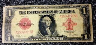 1923 $1 One Dollar Red Seal Legal Tender United States,  Large Size Horse Blanket