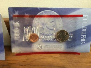 1999 P & D Susan B.  Anthony Uncirculated Dollar Coin Set