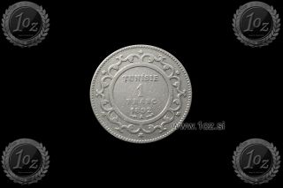 Tunisia 1 Franc 1892 (ali Iii) Silver Coin (km 224) Vf