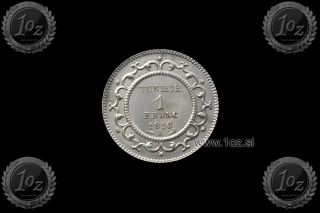 Tunisia 1 Franc 1916 (muhammad V) Silver Coin (km 238) Xf,