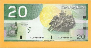 2004 CANADIAN 20 DOLLAR BILL ELF96001604 CRISP (UNC) 2