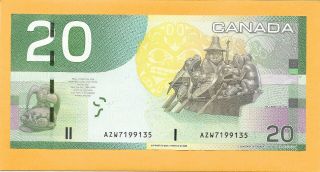 2004 CANADIAN 20 DOLLAR BILL AZW7199135 CRISP (UNC) 2