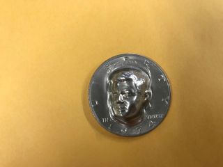 Repousse Punched Pressed Popout Coin - Half Dollar 1974 John F Kennedy 3d