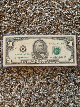1993 $50 Fifty Dollar Federal Reserve Note Us Currency B42023415d