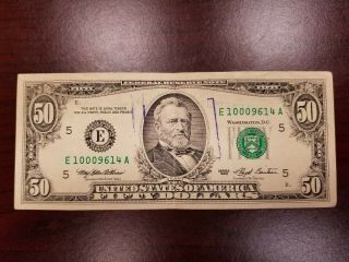 1993 Richmond $50 Dollar Bill Note Frn E10009614a