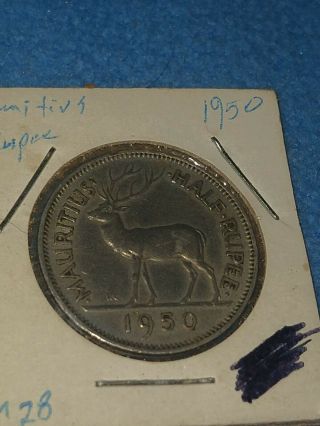 1950 Mauritius Half Rupee Coin King George The Sixth World Coins Us Shippin