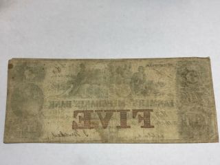Memphis Tennessee,  1854 $5,  farmers and merchants bank,  VF 2