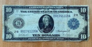 U.  S.  1914 $10 DOLLAR BILL LARGE NOTE 3