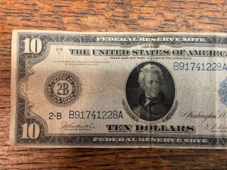 U.  S.  1914 $10 DOLLAR BILL LARGE NOTE 6