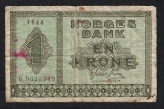 1 Krone From Norway 1944