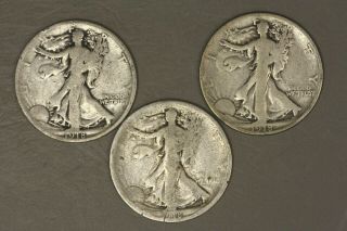 1918 P,  D,  S,  3 Coin Set Walking Liberty Half Dollars Circ U.  S.