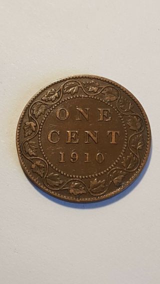 Canada 1 Cent 1910 Edward Vii Canadian Penny Copper Coin Large Cent
