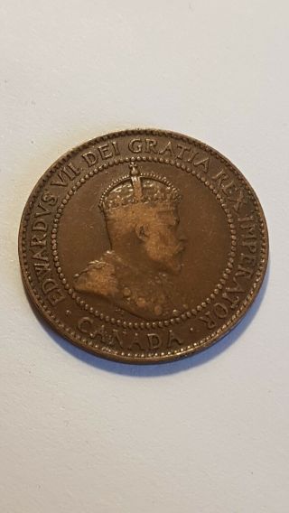Canada 1 Cent 1910 Edward VII Canadian Penny Copper Coin large cent 2