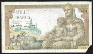 1000 Francs From France 1942 M2