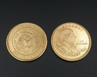 1967 H Alvin Sharpe Mississippi Sesqui - Centennial Gold Tone Medal Coin 39mm M825