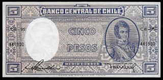 World Paper Money - Chile 5 Pesos 1/2 Condor Nd 1958 - 1959 P119 @ Crisp Xf
