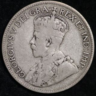 Grade 1917 - C Canada Newfoundland Silver 25 Cent Coin