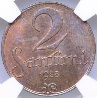 Latvia 2 Santimi 1928 Ngc Ms 65 Bn Very