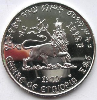 Ethiopia 1964 Menelik Ii 5 Dollars Silver Coin,  Proof