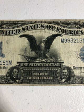 1899 $1.  00 Black Eagle Silver Certificate 1 Dollar Bill US Note American Money 3