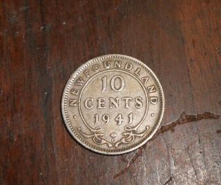 1941 Newfoundland Canada/canadian Silver 10 Cents Coin