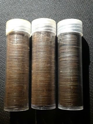 Three Rolls Of 1943p,  D & S Steel Wheat Pennies