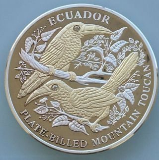 Liberia 2005 Ecuador Toucan 10 Dollars Diamond Silver Coin,  Proof