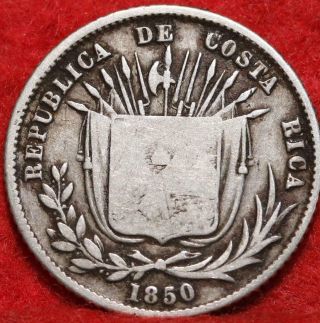 1850 Costa Rica 1/8 Peso Silver Foreign Coin