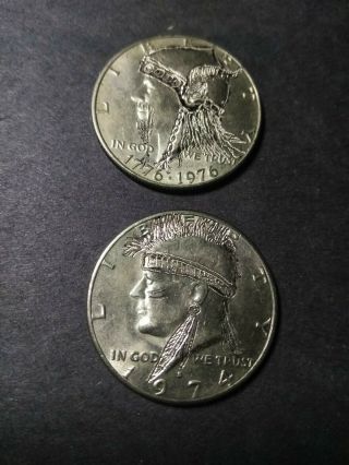 Hobo Nickel.  Hand Carved Coins Kennedy Half Dollar