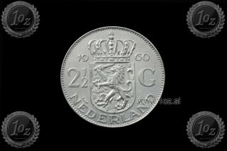 Netherlands 2,  5 Gulden 1960 (juliana) Silver Coin (km 185) Xf