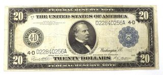 1914 $20 Cleveland Us Twenty Dollar Federal Reserve Note You Grade It F - 979 L49